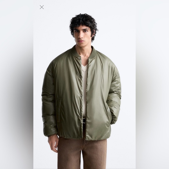 ZARA Oversized Bomber Jacket – Unisex, Size M, Green, New with Tags - Picture 4 of 17